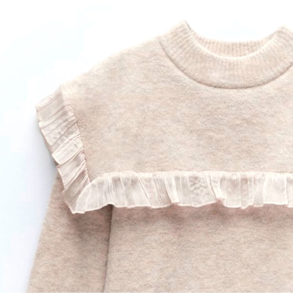 Zara Cream Ruffle Sweater - Picture 4 of 4